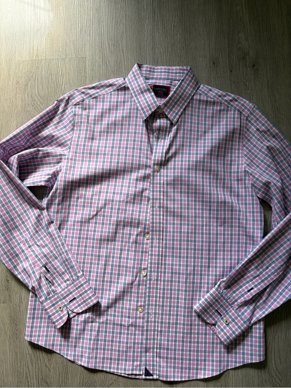 UNTUCKit Men’s Pink Plaid Dress Shirt